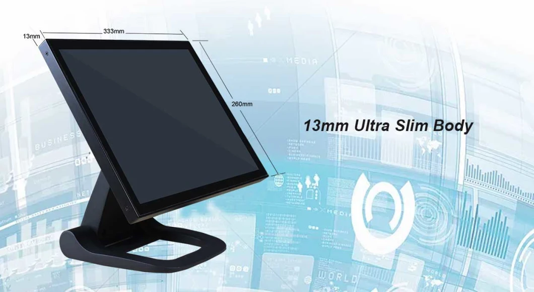 Ultra Slim POS System 15"Windows 10 Iot Capacitive Touch Screen POS Cash Register All in One Epos