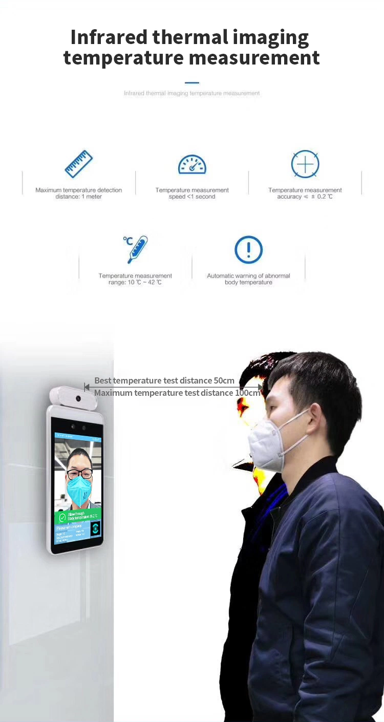 8 Inch Smart Face Recognition Infrared Thermometer Non-Contact Temperature Measurement